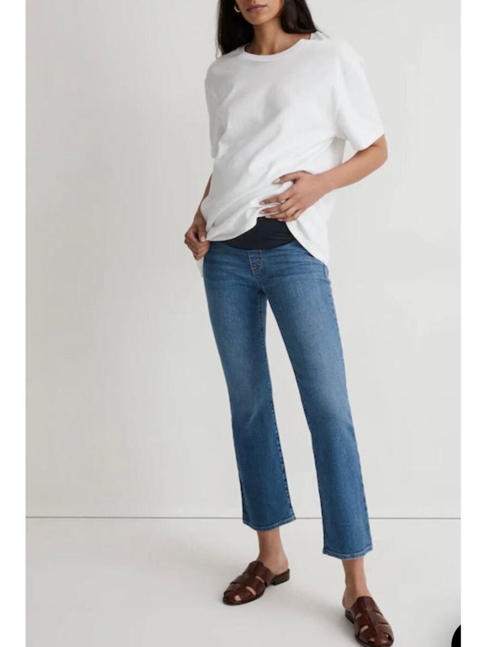 Madewell Maternity Over-the-Belly Kick Out Crop Jeans Cherryville Wash Size 26
